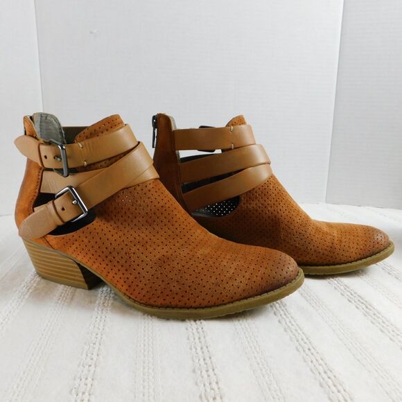 Kenneth Cole Reaction Raw Luck Women’s Suede Ankle Boots 7.5 Rear Zip Toffee EUC - Picture 12 of 12